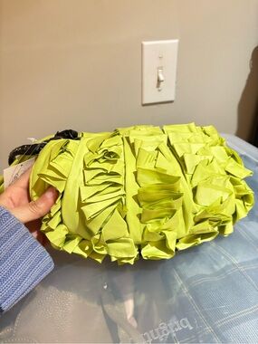 Diane Von Furstenberg Light Green Ruffle Wristlet Clutch